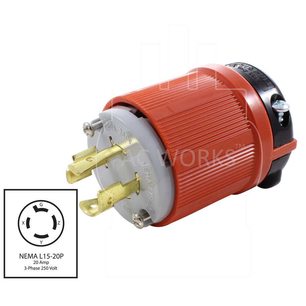 Brand Plug /& Connector Set Nema L15-20 20A 250V 3Ph *Brand May Vary* Used Misc