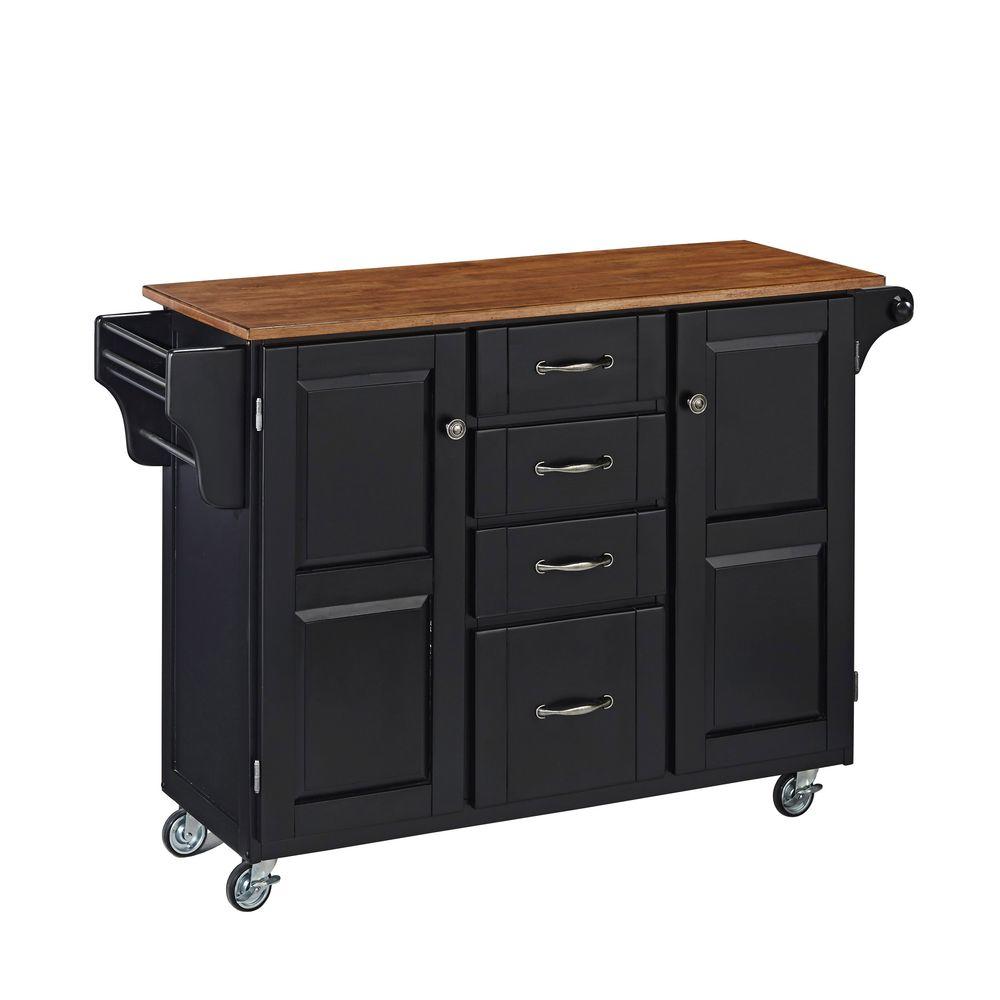 StyleWell Gatefield Chrome Large Kitchen Cart with Rubber Wood Top