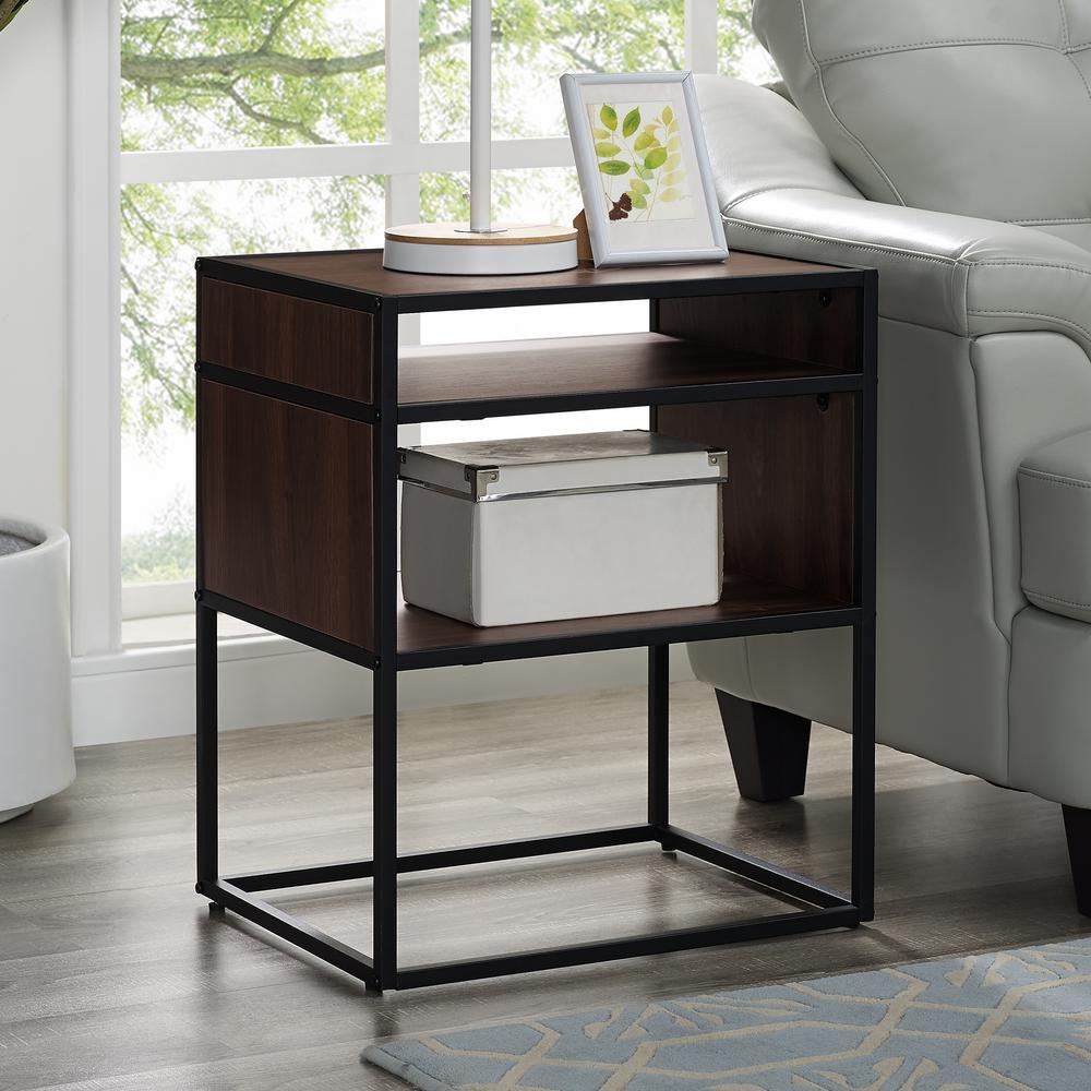 Walker Edison Furniture Company 20 In Dark Walnut Metal And Wood
