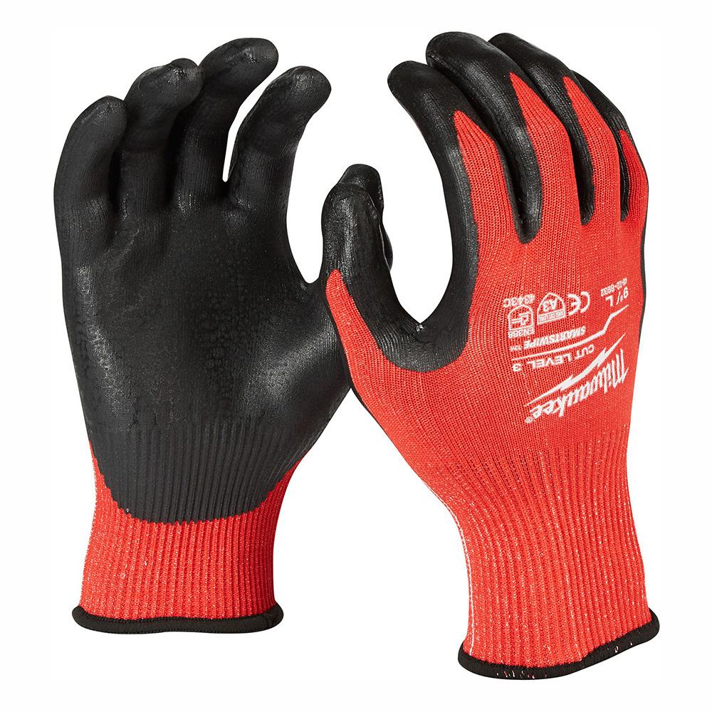Milwaukee Large Red Nitrile Dipped Cut 3 Resistant Work Gloves-48-22-8932 - The Home Depot
