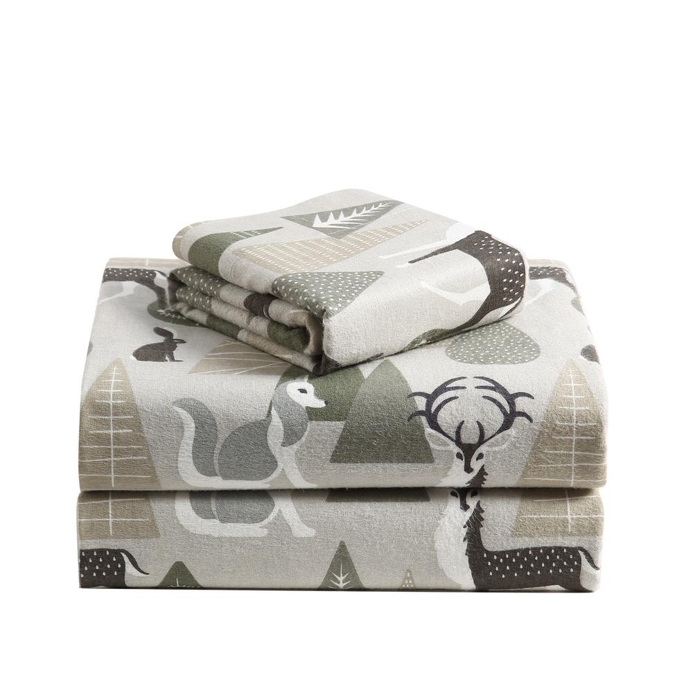 Morgan Home Geraldine 100 Cotton Green Brown Flannel Queen Sheet Undefined Morgan Home Geraldine 100 Cotton Green Brown Flannel Queen Sheet Set