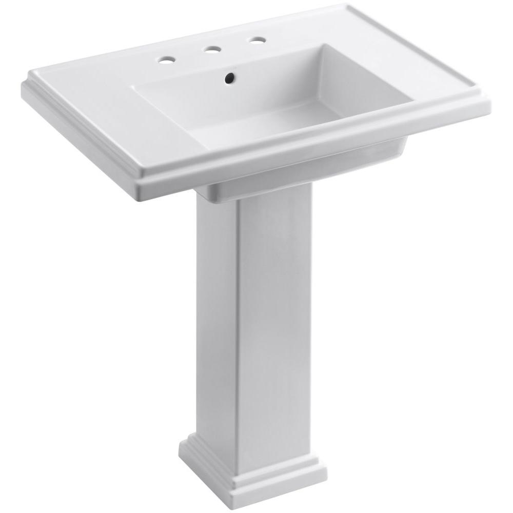 Pedestal Sinks Bathroom The Home Depot Tresham Ceramic Pedestal Combo Bathroom Sink With 8 In Centers White Overflow Drain