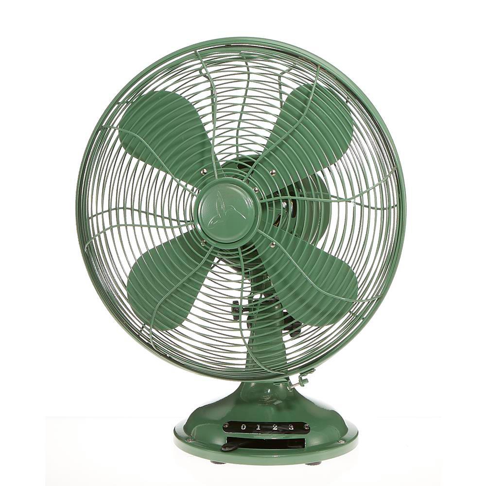 Designer Aire 12 In 3 Speed Euro Retro Industrial Green Table Fan