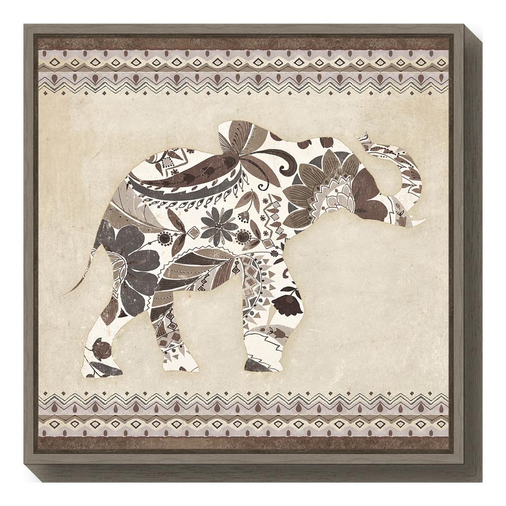 Amanti Art Boho Elephant I Neutral By Wild Apple Portfolio Framed Canvas Wall Art Dsw4079083 The Home Depot