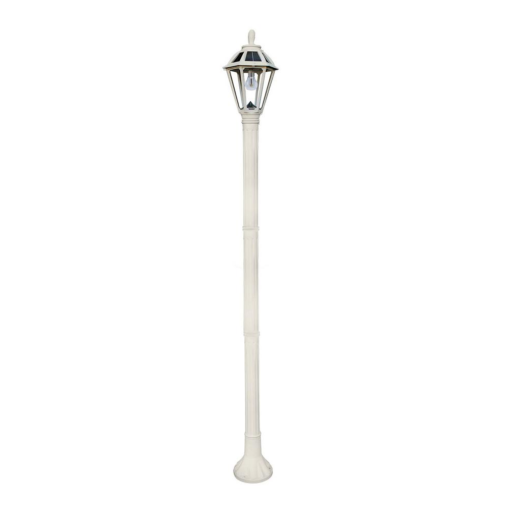 Gama Sonic Polaris Solar Medium 1 Light White Resin Led Outdoor Post And Lamp With Warm Gs Bulb