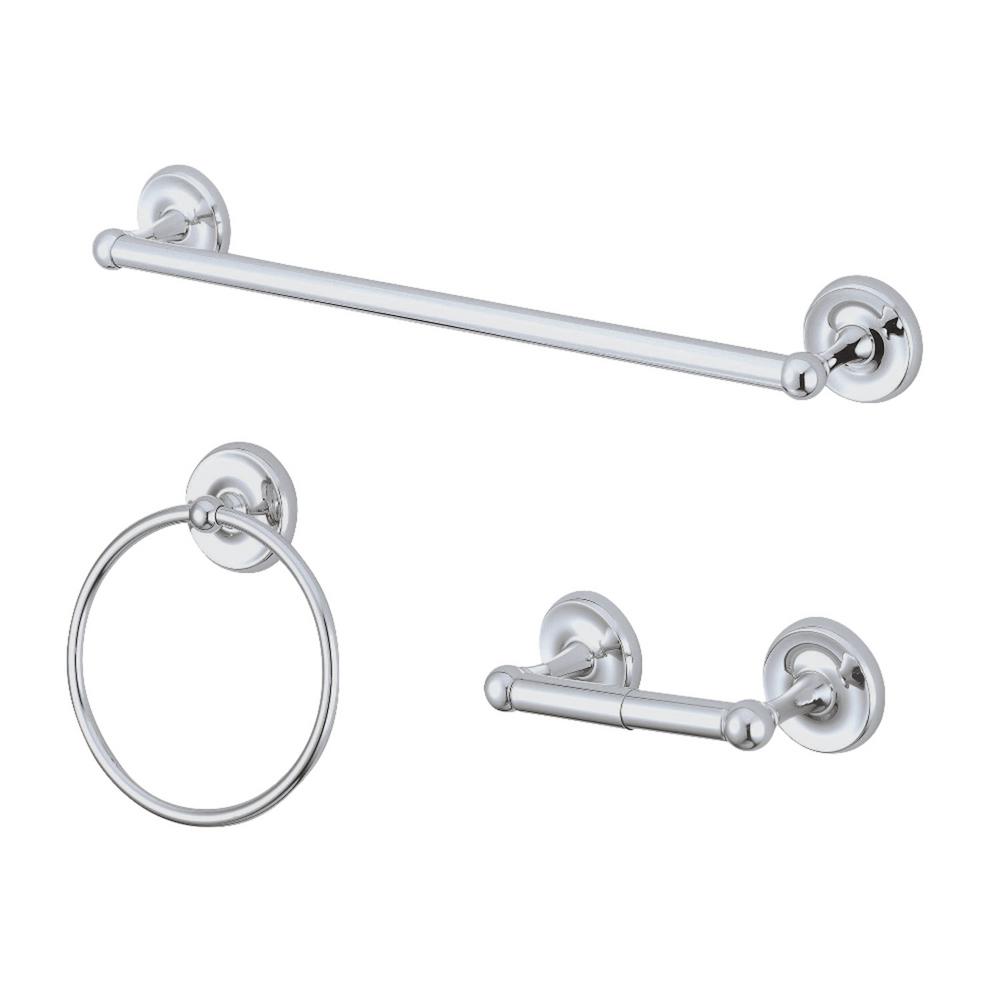 Kingston Brass Traditional 3Piece Bath Hardware Set in Polished Chrome