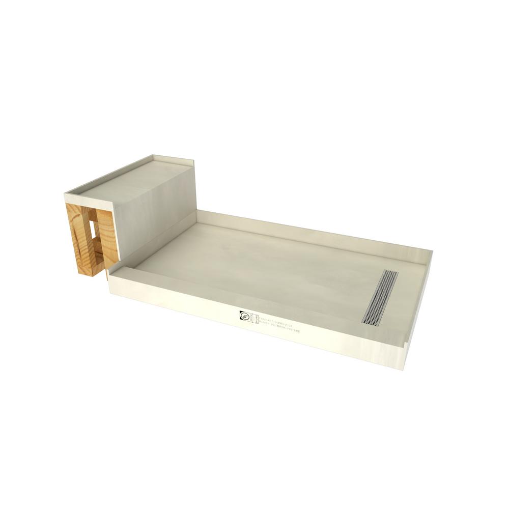 Tile Redi Base'N Bench 36 in. x 72 in. Single Threshold Shower Base and