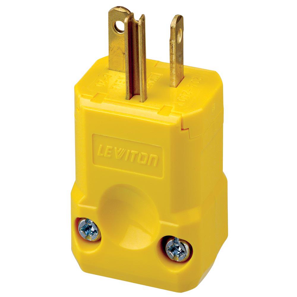 Leviton 20 Amp 250-volt Straight Blade Grounding Plug Yellow-5456-vy