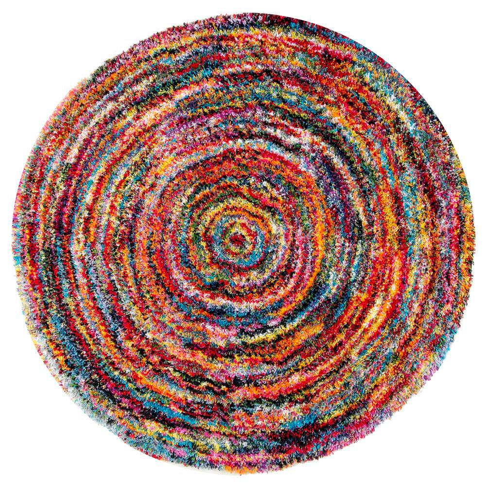 nuLOOM Ardelle Swirl Shag Multi 5 ft. Round RugOZXL03AR505 The Home Depot