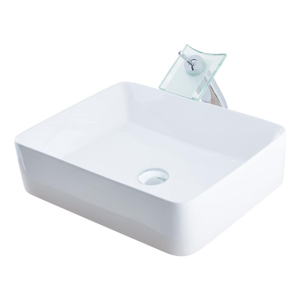Novatto Vessel Sink In Porcelain With Faucet In Chrome Nsfc