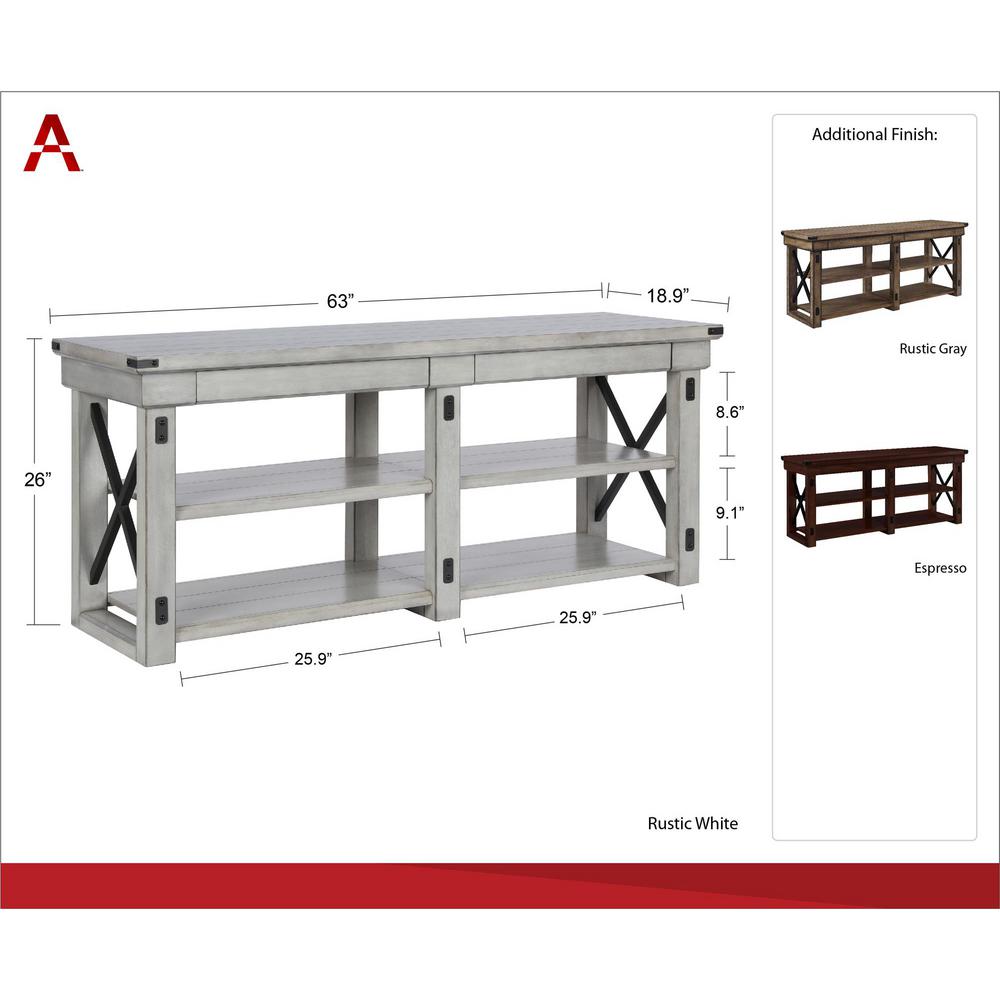 Ameriwood Home Forest Grove Rustic White 65 In Tv Stand Hd27779