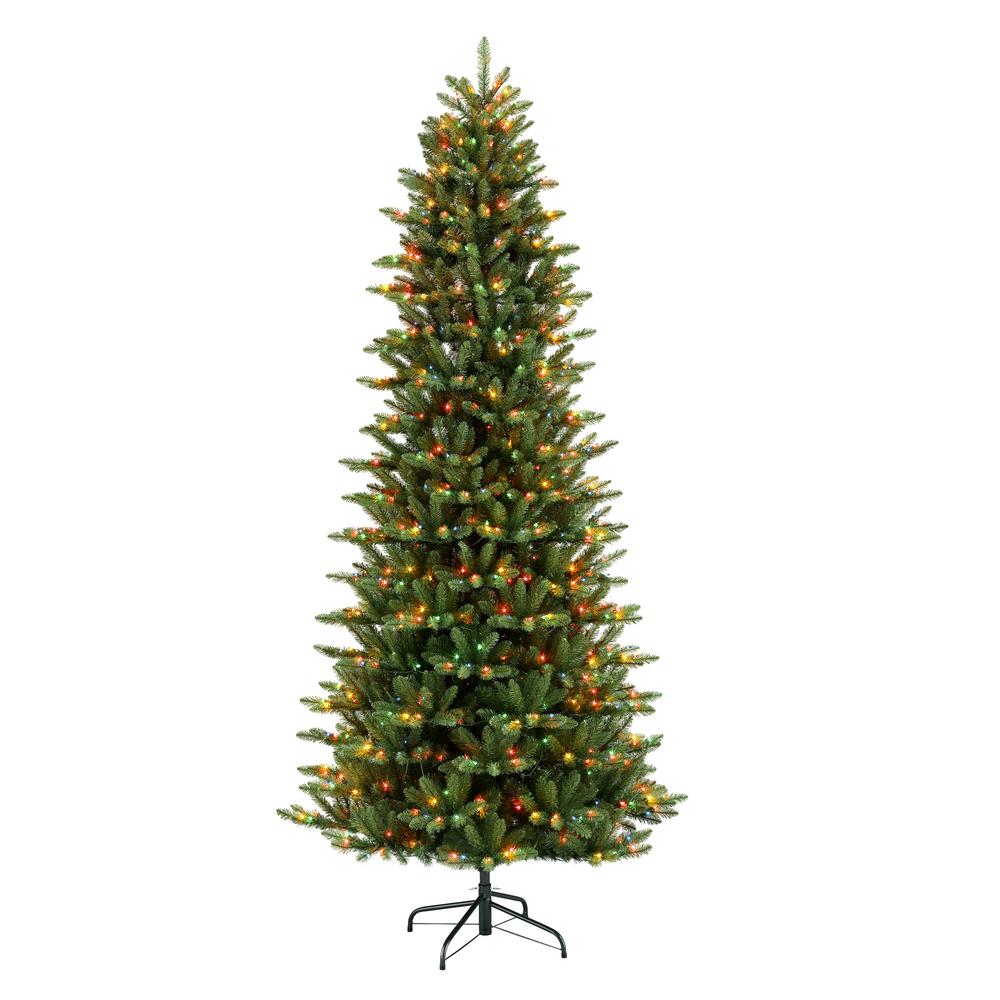 Puleo International 9 ft. PreLit Incandescent Slim Fraser Fir Artificial Christmas Tree with