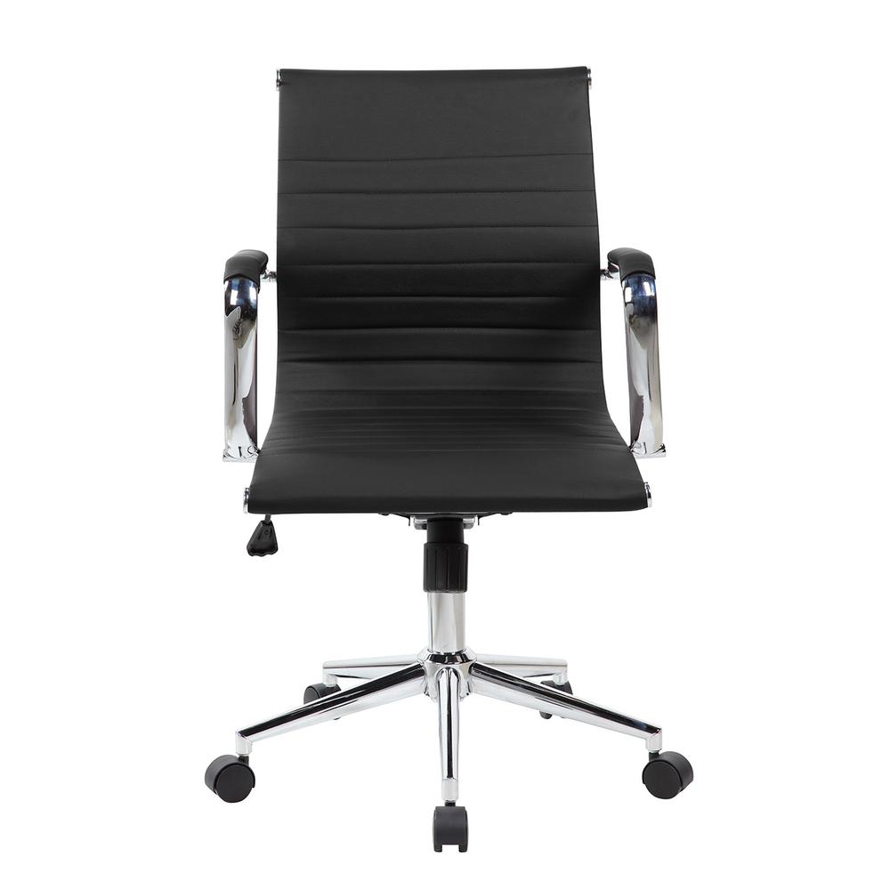 Faux Leather Office Desk Chair Techni Mobili Chairs Black Modern Medium Back Executive Office Chair