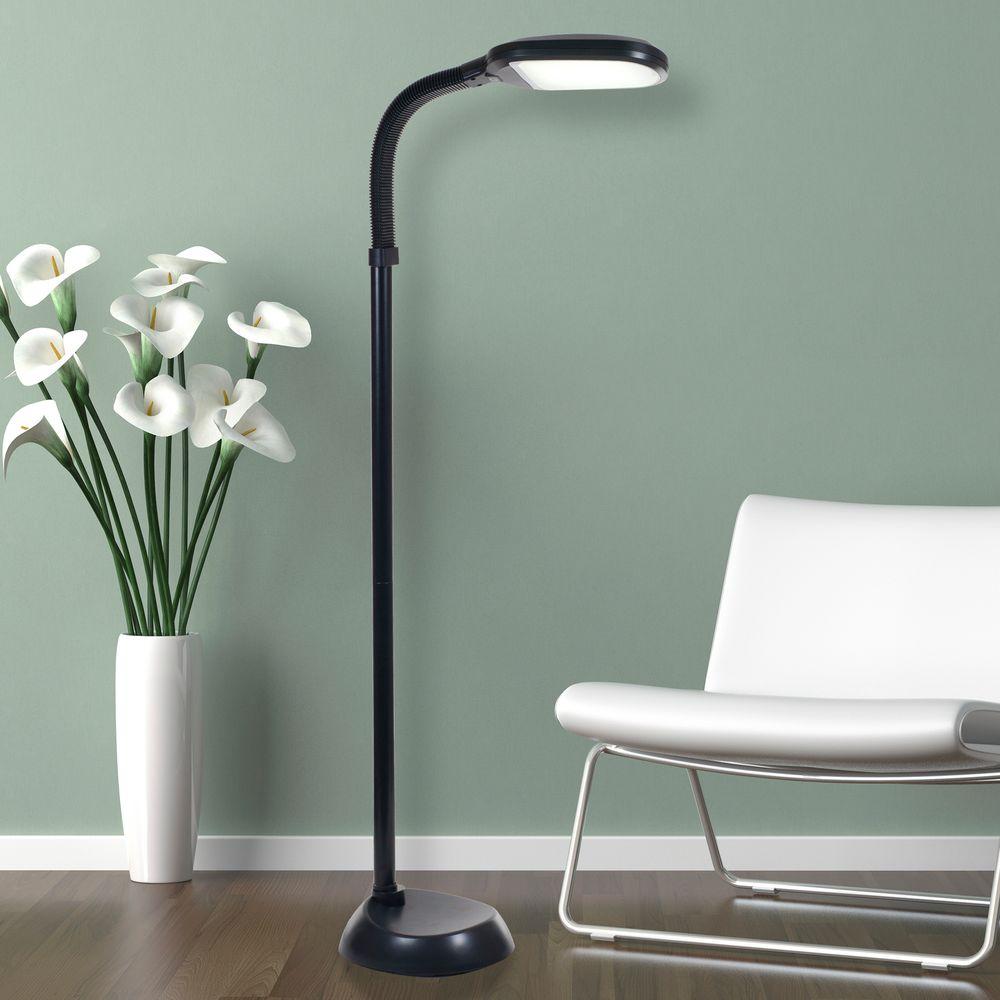 Lavish Home 60 In Black Led Sunlight Floor Lamp With Dimmer