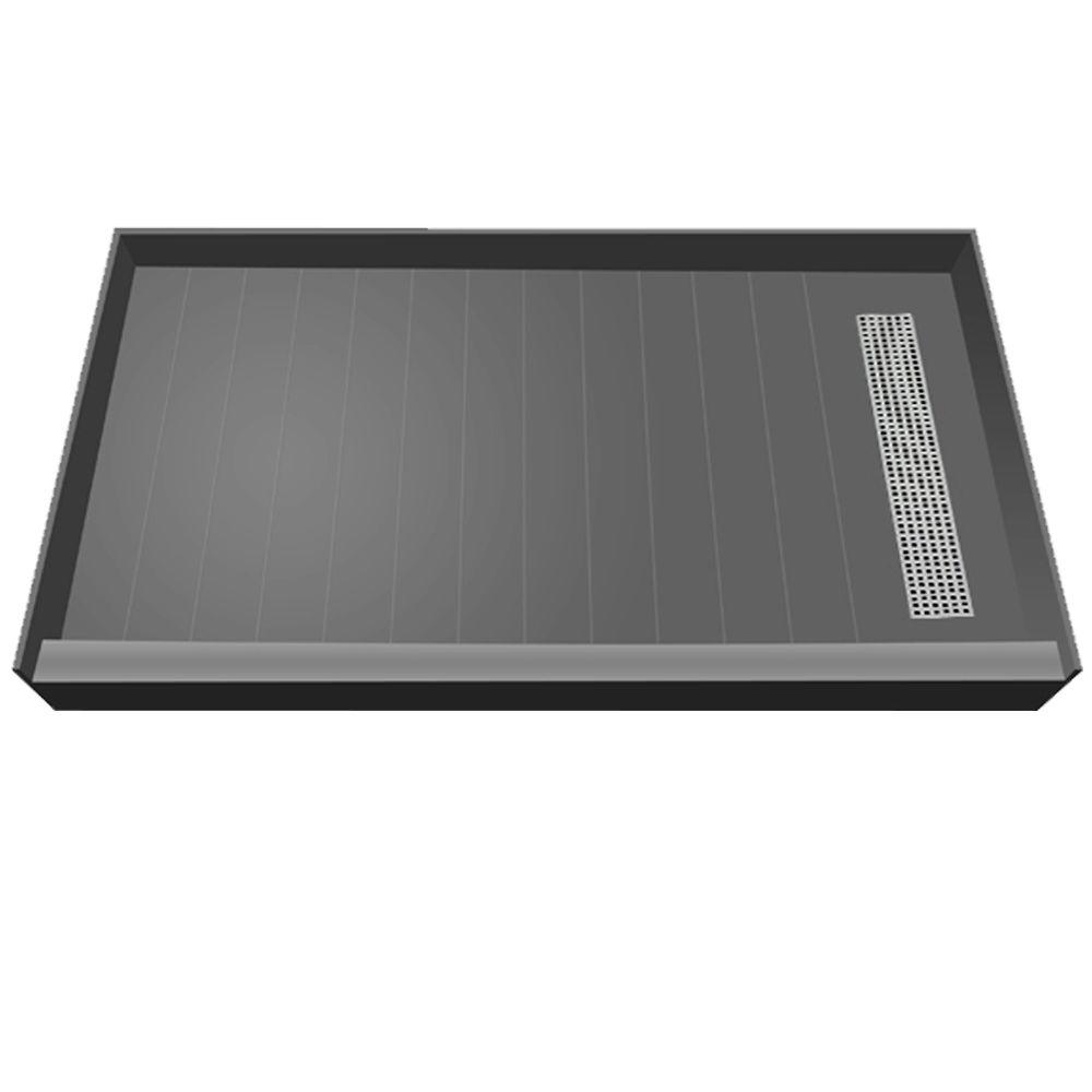 Redi Trench 36 in. x 72 in. Single Threshold Shower Base with Right Drain and Brushed Nickel
