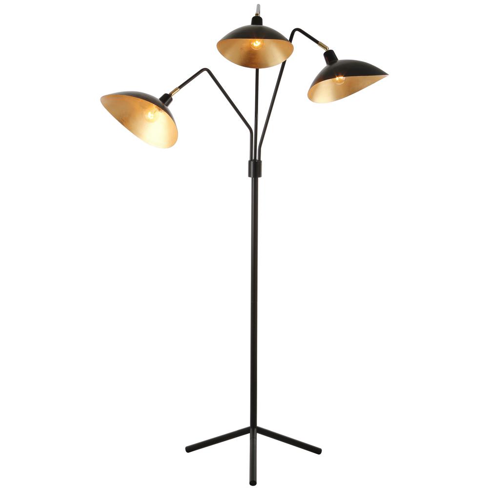 Safavieh Iris 69 5 In Black Floor Lamp With Interior Gold Accent