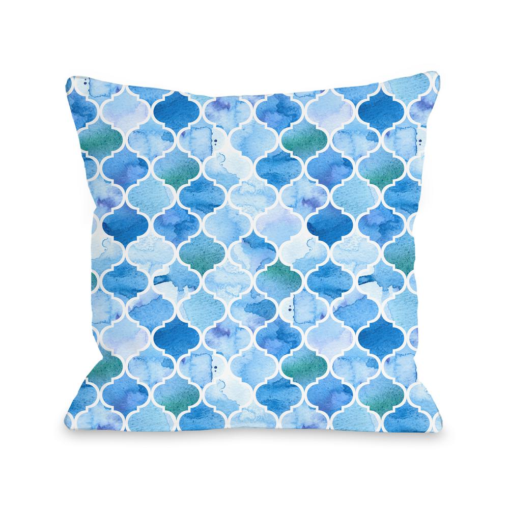Ocean Blue Graphic Polyester 16 In X 16 In Throw Pillow