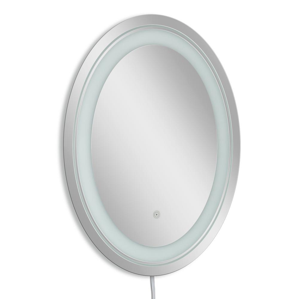 Oval Frameless Led Light Bathroom Mirrors Bath The Home Depot W X 29 In H Single Frosted Oval Led Mirror