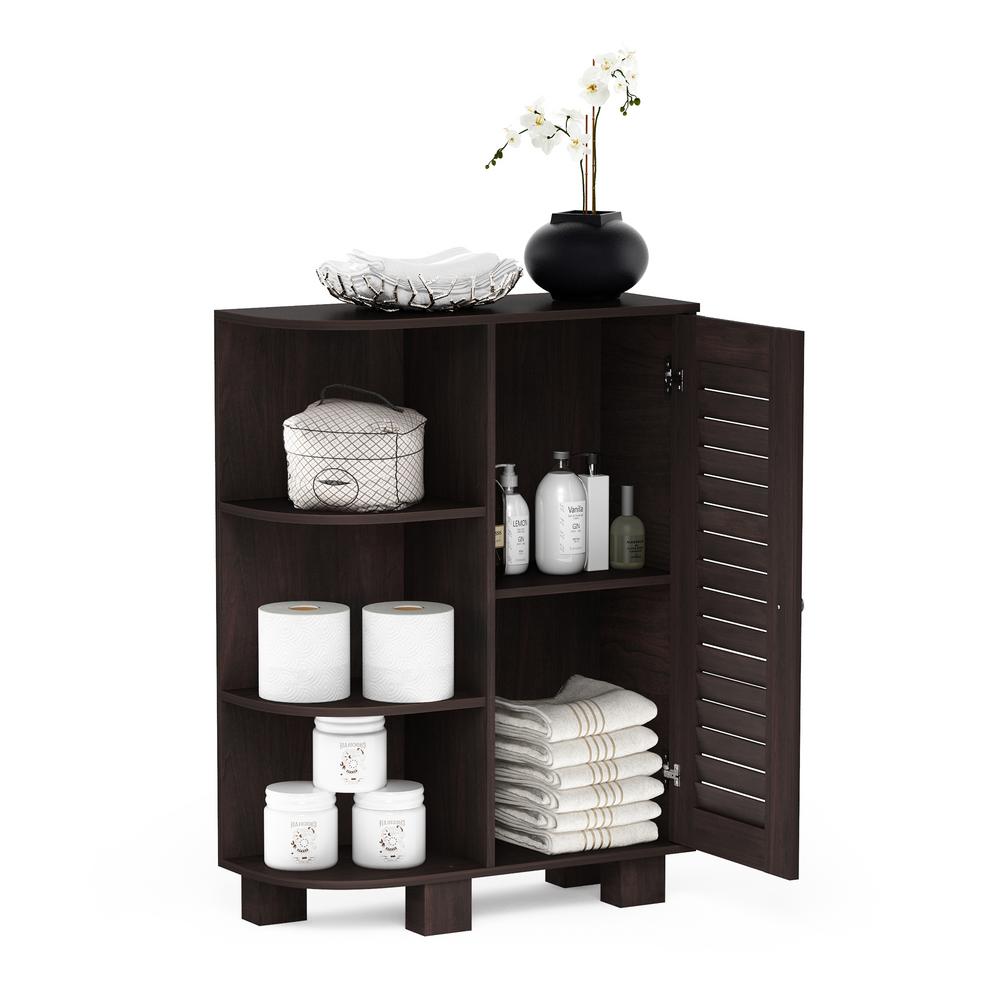 Furinno Indo Espresso Storage Shelf With Louver Door Cabinet