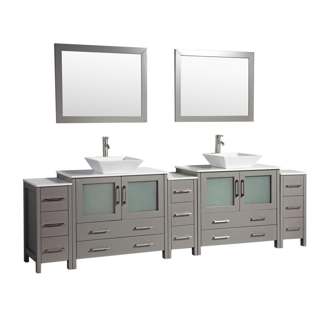 Vanity Art Ravenna 108 In W X 18 5 D 36 H Bathroom Ravenna 108 In W X 18 5 D 36 H Bathroom Vanity Grey With Double Basin Top White Ceramic And Mirrors