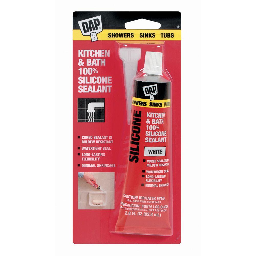 DAP 2.8 Oz. White Kitchen And Bath Silicone Sealant-00750 - The Home Depot