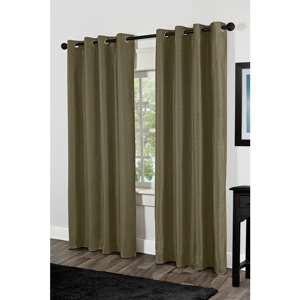 Shantung Lime Faux Silk Thermal Grommet Top Window Curtain Eh7900