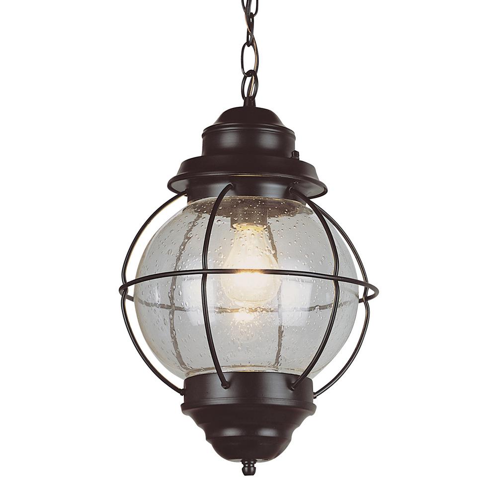 Bel Air Lighting Lighthouse 1 Light Outdoor Rustic Bronze Hanging Bel Air Lighting Lighthouse 1 Light Outdoor Rustic Bronze Hanging Lantern With Seeded Glass