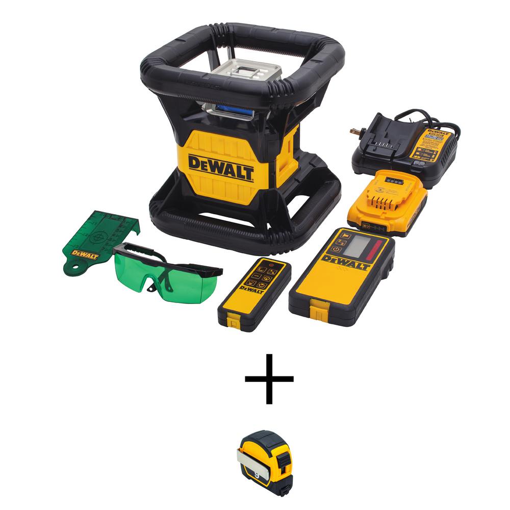 DEWALT 20Volt MAX LithiumIon 200 ft. Red Self Leveling Rotary Laser Level with Detector