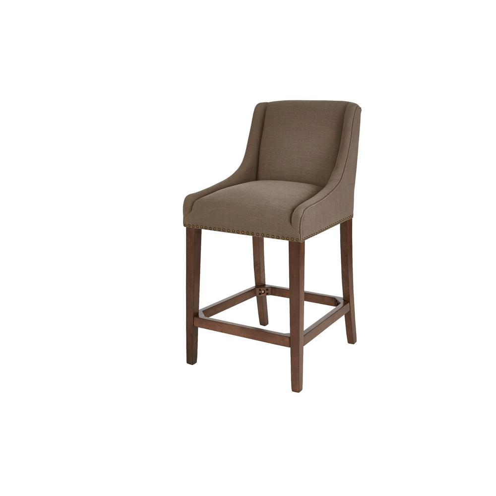 Home Decorators Collection Blakewood Haze Oak Finish Upholstered Counter Stool with Back and Khaki Seat (20.47 in. W x 40.35 in. H), Khaki/Haze Oak was $249.0 now $149.4 (40.0% off)