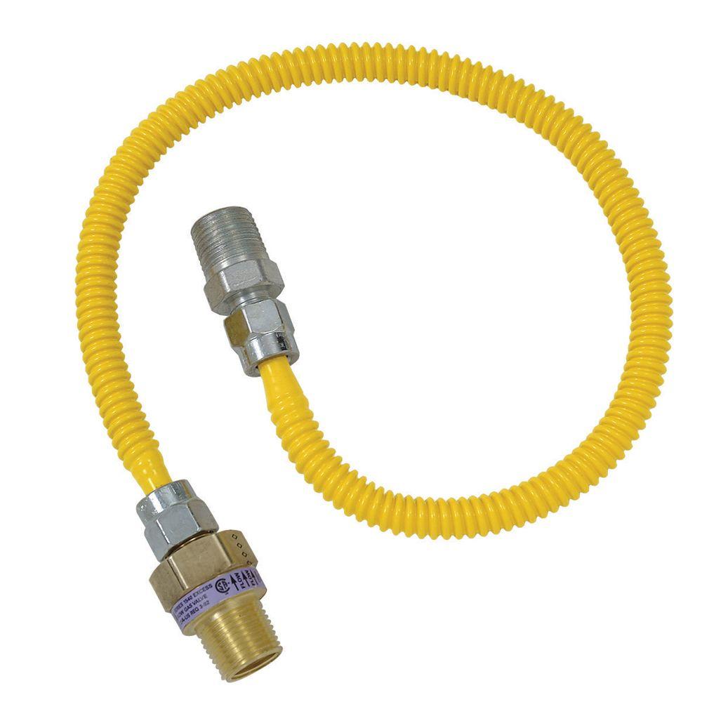 BrassCraft Safety+PLUS 1/2 in. MIP Excess Flow Valve x 3/8 in. MIP x 24 in. Gas Connector 3/8 in