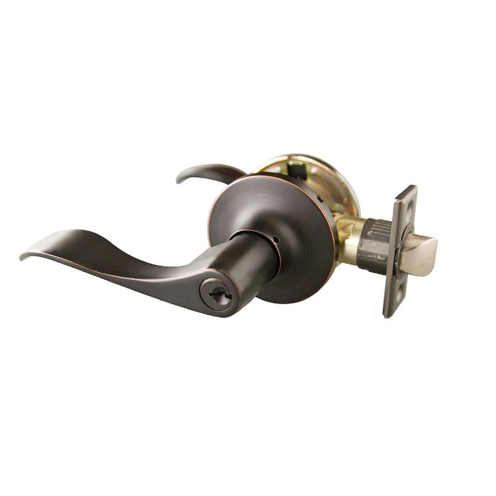 Design House Stratford Oil Rubbed Bronze Keyed Entry Door Lever with Universal 6Way Latch