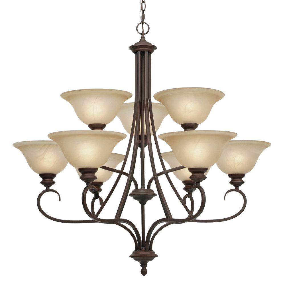 Golden Lighting Lancaster Collection 9 Light Rubbed Bronze 2 Tier Golden Lighting Lancaster Collection 9 Light Rubbed Bronze 2 Tier Chandelier