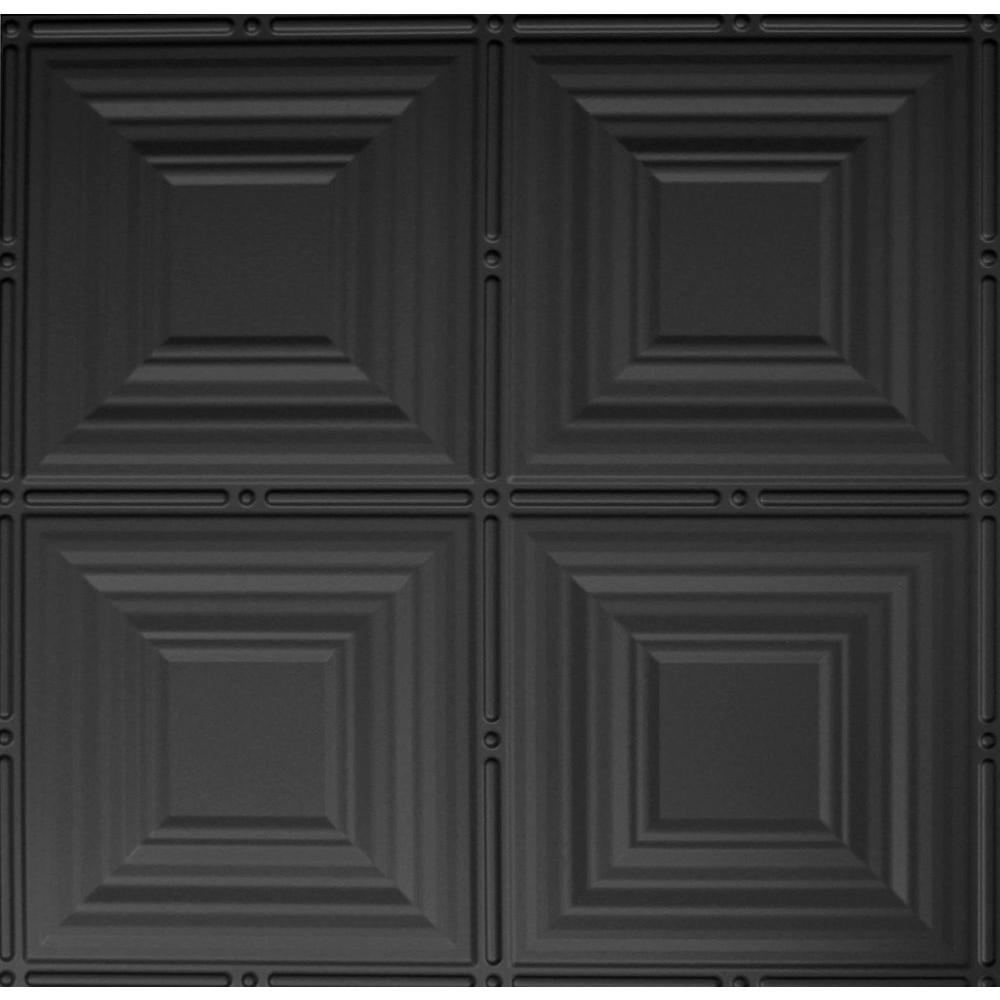 Global Specialty Products Dimensions 2 Ft X 2 Ft Matte Black Tin Ceiling Tile For Refacing In T Grid Systems