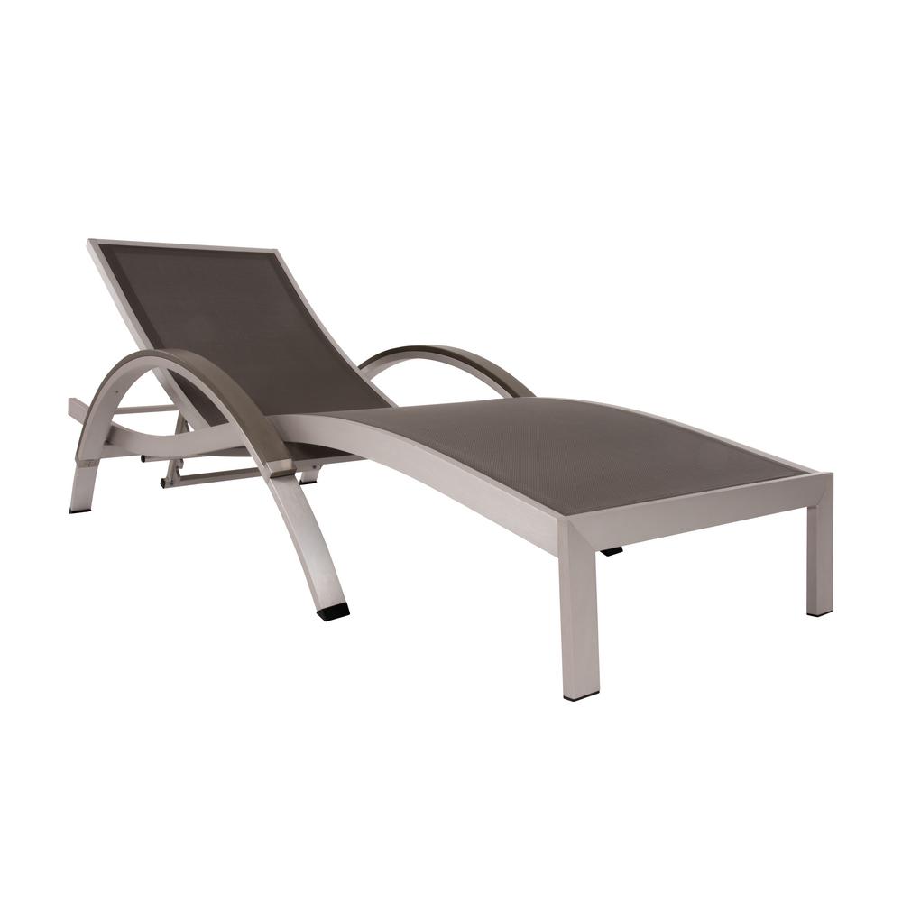 Vivere Brushed Aluminum Sling Outdoor Chaise Lounge in GrayUCSLBAGR