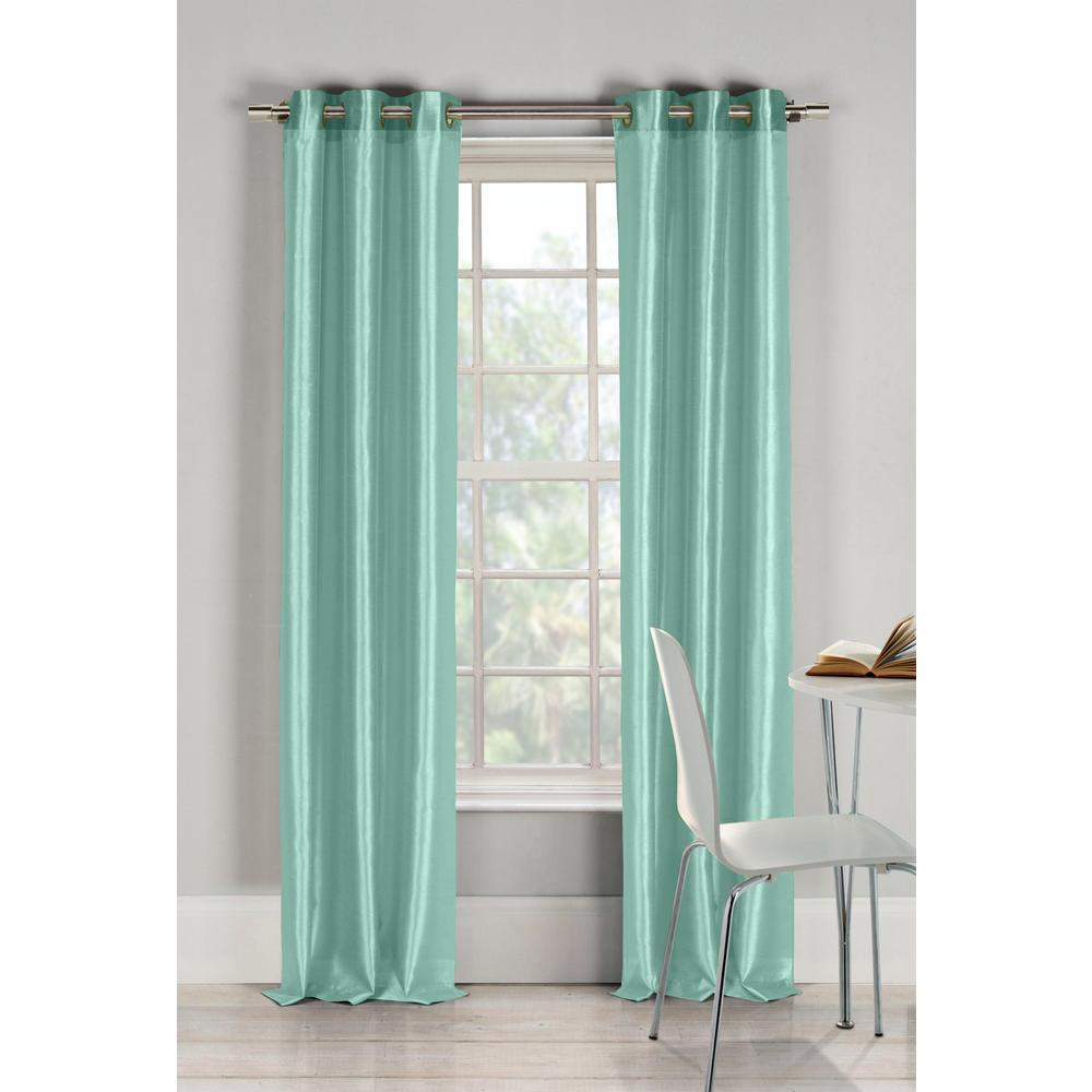 Duck River Bali Seafoam Faux Silk Grommet Panel Pair 38 In W X