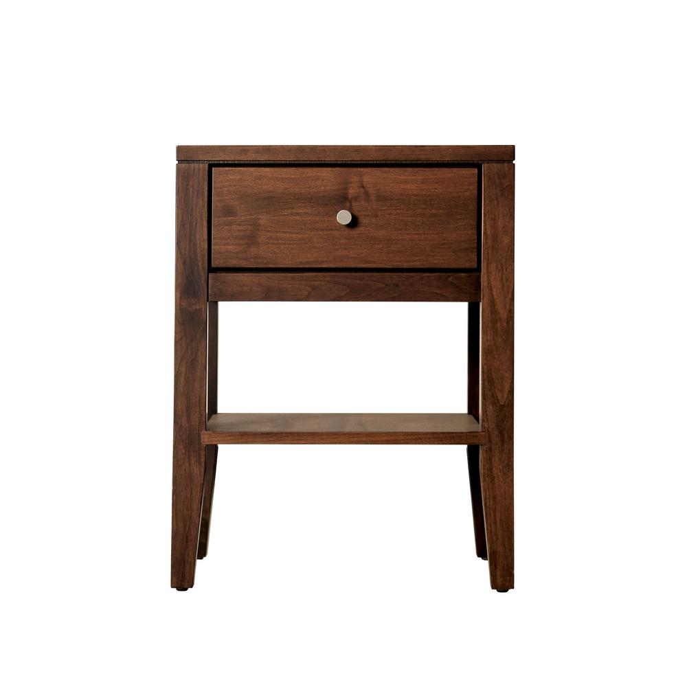 Furniture Of America Amara Solid Maple Espresso Nightstand With Drawer Idf Us7601n The Home Depot