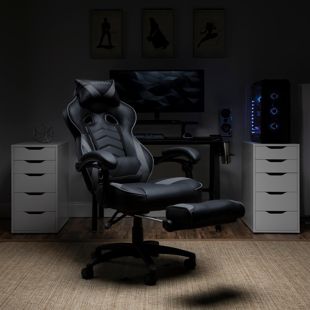 Respawn 110 Racing Style Gaming Chair Reclining Ergonomic Leather Chair With Footrest In Gray Rsp 110 Gry Rsp 110 Gry The Home Depot