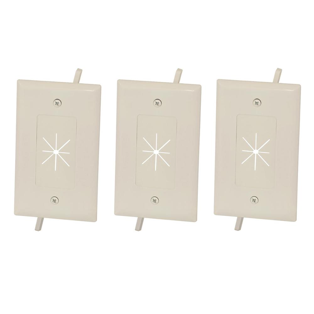 5x Low Voltage Pass through AV Cable Decora Insert w// Flexible Opening Ivory