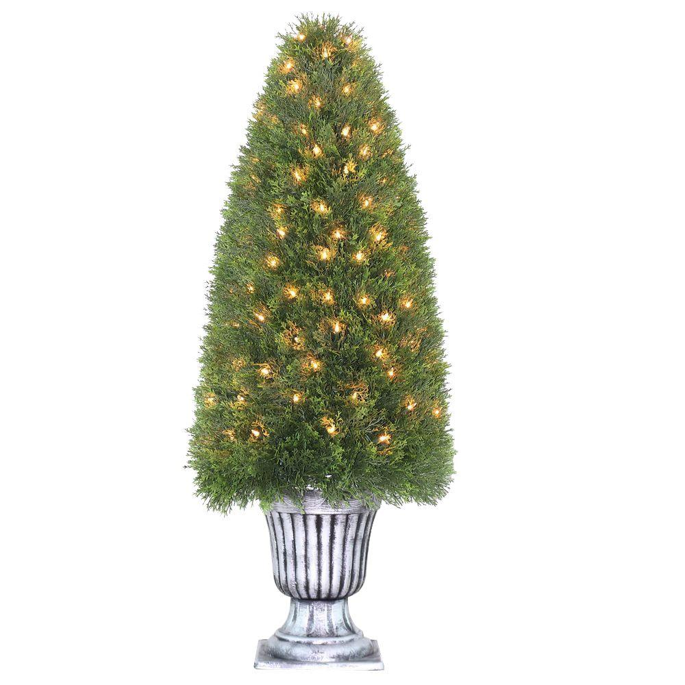 5 ft. Unlit Arborvitae Potted Artificial Tree in Decorative UrnLMC4
