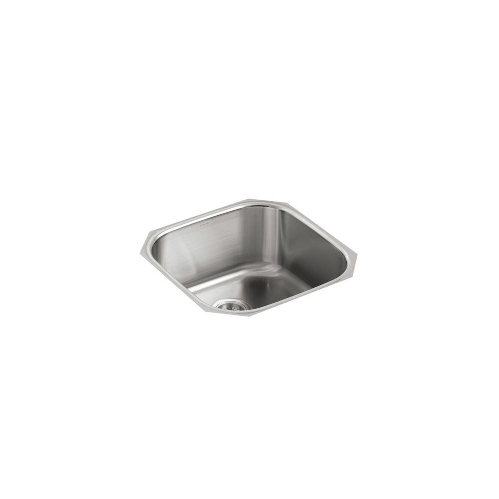 KOHLER Undertone Undercounter Undermount Stainless Steel 20 in. Single Basin Kitchen Sink, Silver