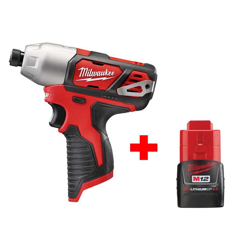 Milwaukee M12 12Volt LithiumIon Cordless 1/4 in. Impact Driver Kit W