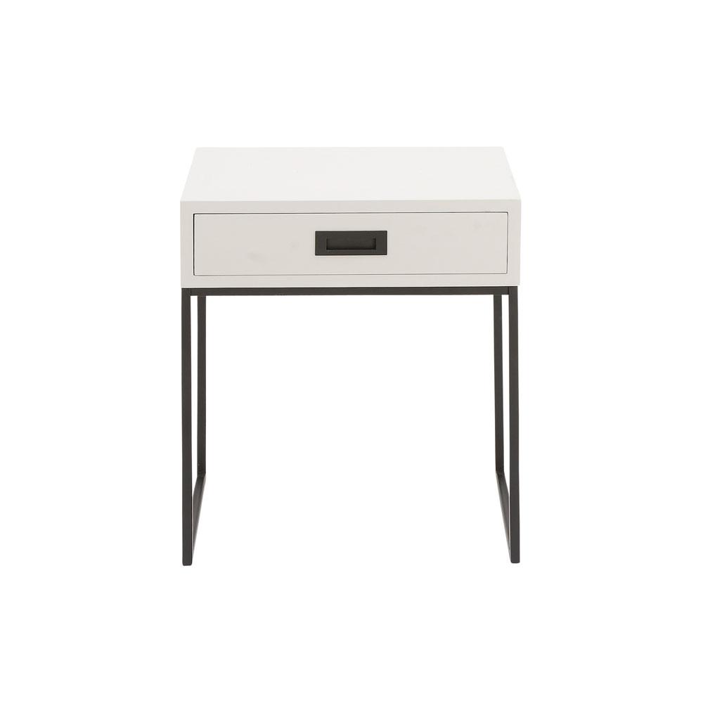 LITTON LANE White Single Drawer Side Table 85457   The Home Depot