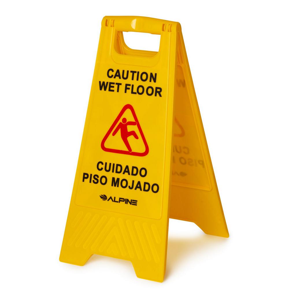Alpine Industries 24 In Yellow Multi Lingual Caution Wet Floor