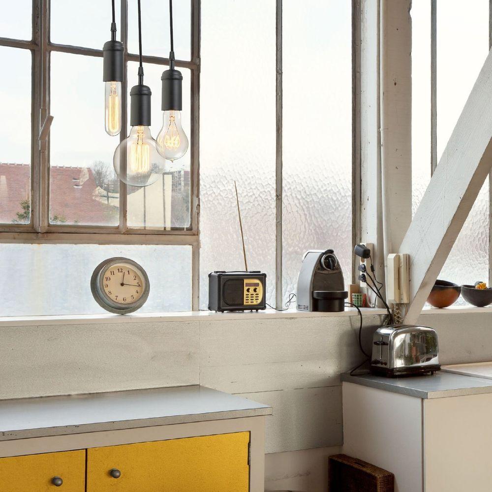 Globe Electric 1-Light Vintage Edison Matte Black Plug-In Mini Pendant