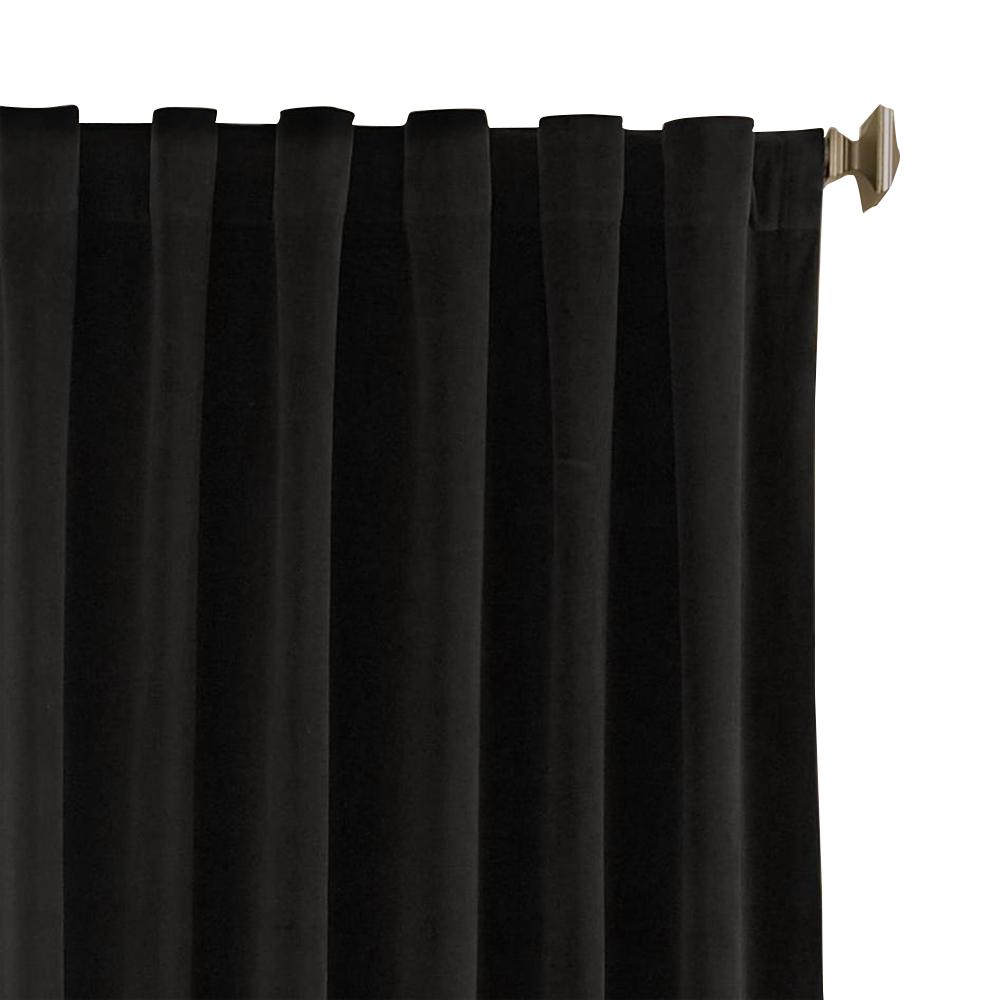 black window curtains