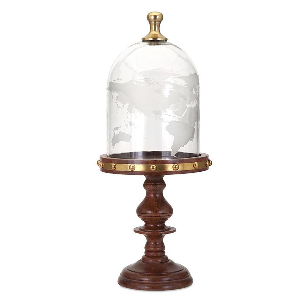 Home Decorators Collection 19 in. Cherry Wood Globe Cloche with Wood