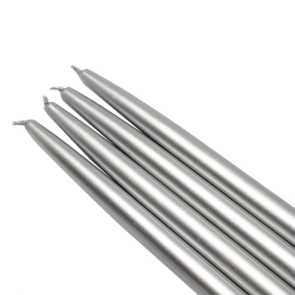Zest Candle 10 in. Metallic Silver Taper Candles (Set of 12)CEZ042