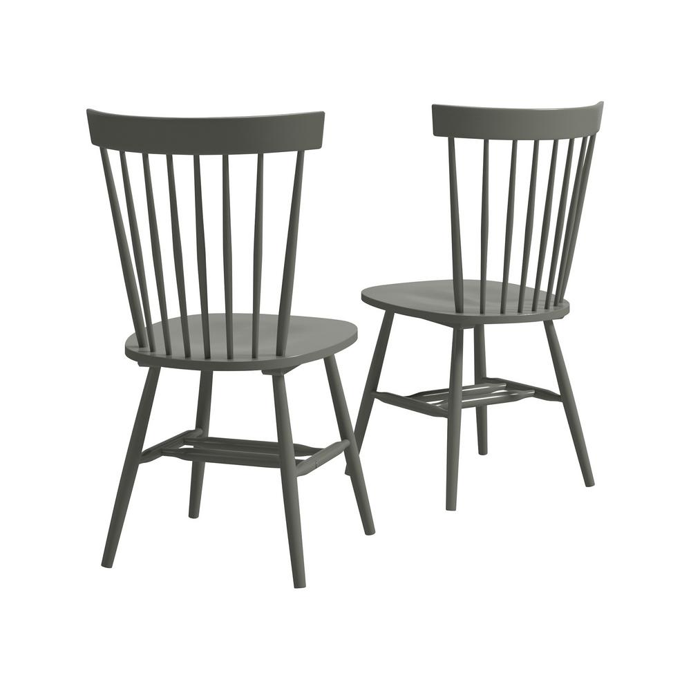 Sauder New Grange Pewter Green Spindle Back Dining Chair Set Of 2 Chairs Included 427843 The Home Depot
