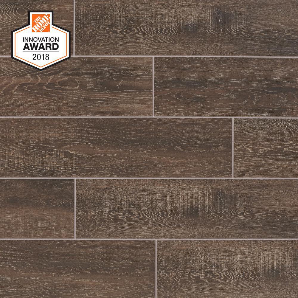 Coffee Wood 6 In X 24 Glazed Porcelain Floor And Wall Tile 14 55 Sq Ft Case