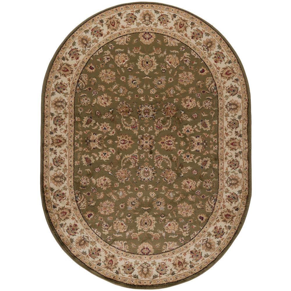 Tayse Rugs Elegance Green 6 ft. 7 in. x 9 ft. 6 in. Oval Indoor Area